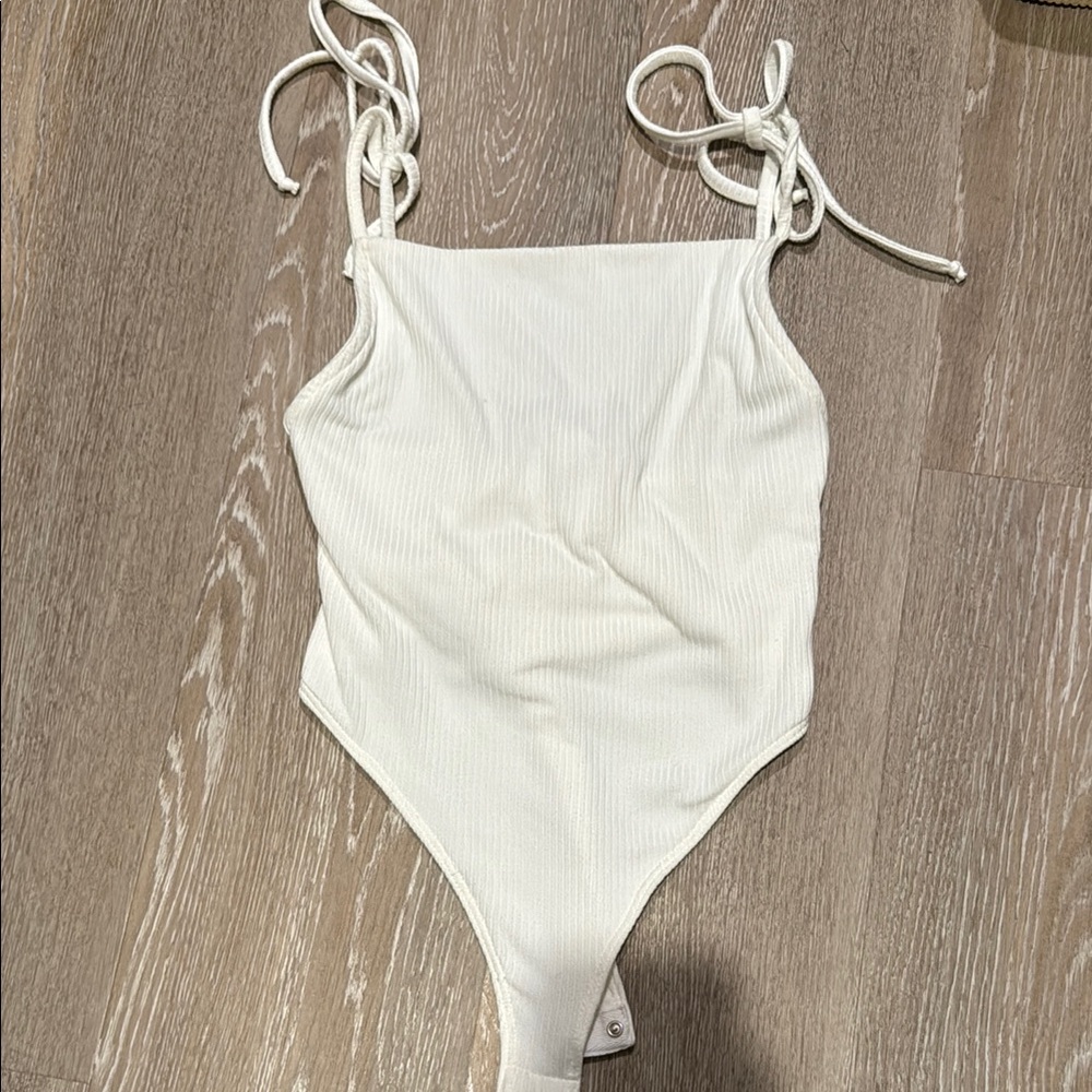 White Ribbed Bodysuit